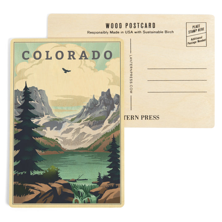 Colorado Lake Lithograph, Wood Sign and Postcards
