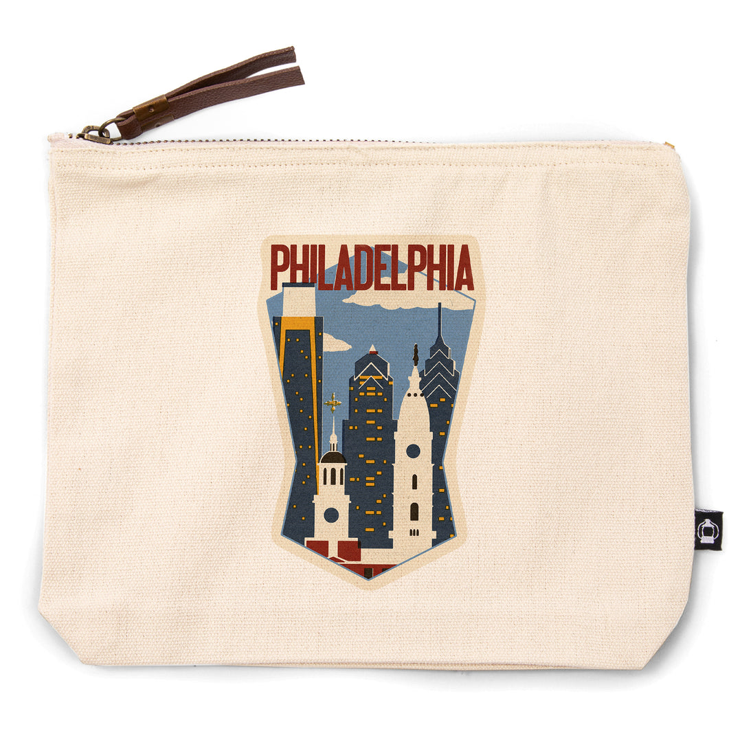 Philadelphia, Pennsylvania, Woodblock, Contour, Lantern Press Artwork, Accessory Go Bag