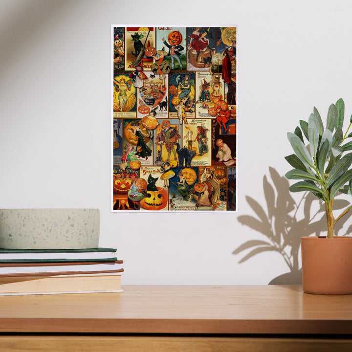 Vintage Halloween Postcard Collage, Art & Giclee Prints