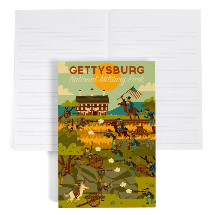 Lined 6x9 Journal, Gettysburg, Pennsylvania, National Military Park, Civil War, Geometric, Lay Flat, 193 Pages, FSC paper