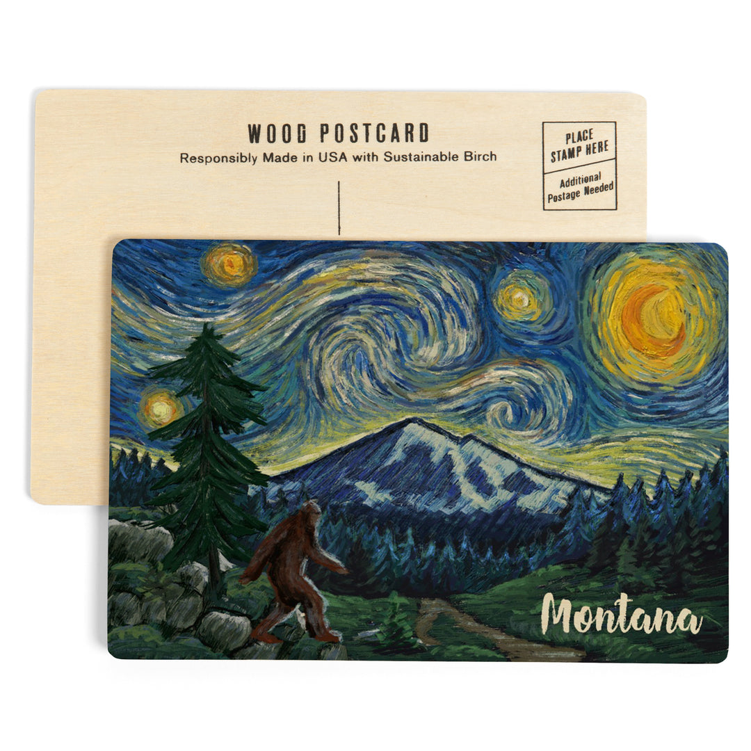Montana, Starry Night, Bigfoot, Wood Sign and Postcards