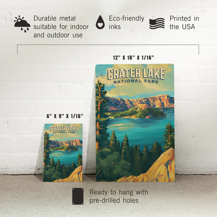 Crater Lake National Park, Oregon, Oil Painting National Park Series, Metal Signs