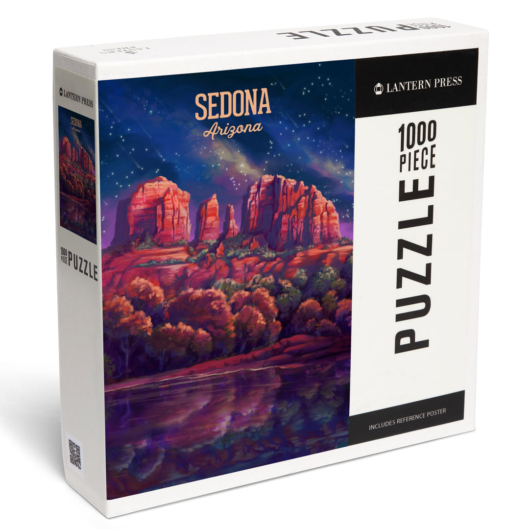 Sedona, Arizona, Oil Painting, Cathedral Rock under the Milky Way, 1000 Piece Jigsaw Puzzle