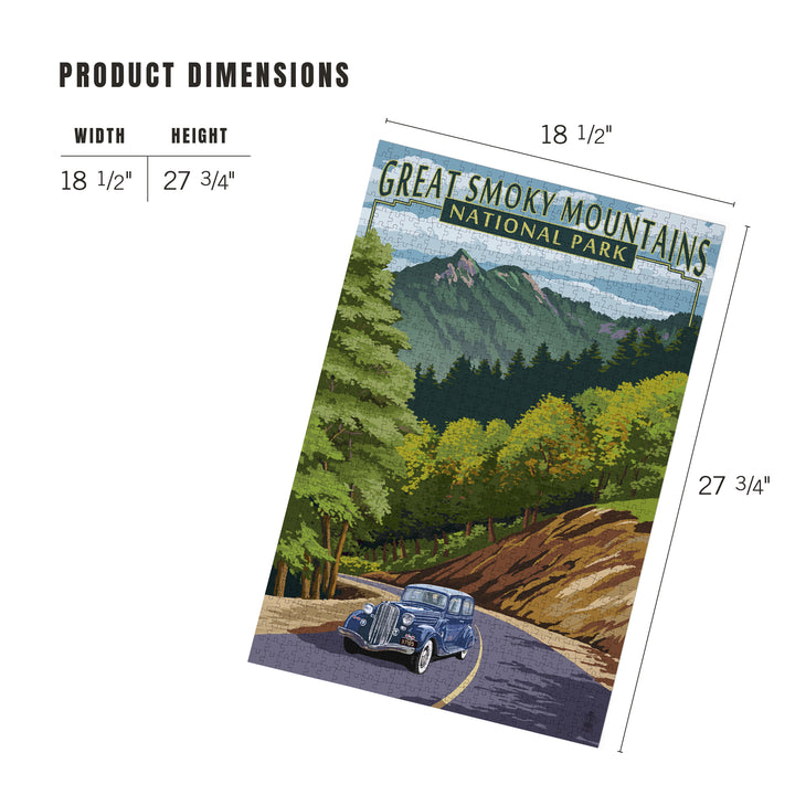 Great Smoky Mountains National Park, Tennessee, Chimney Tops and Road, Jigsaw Puzzle