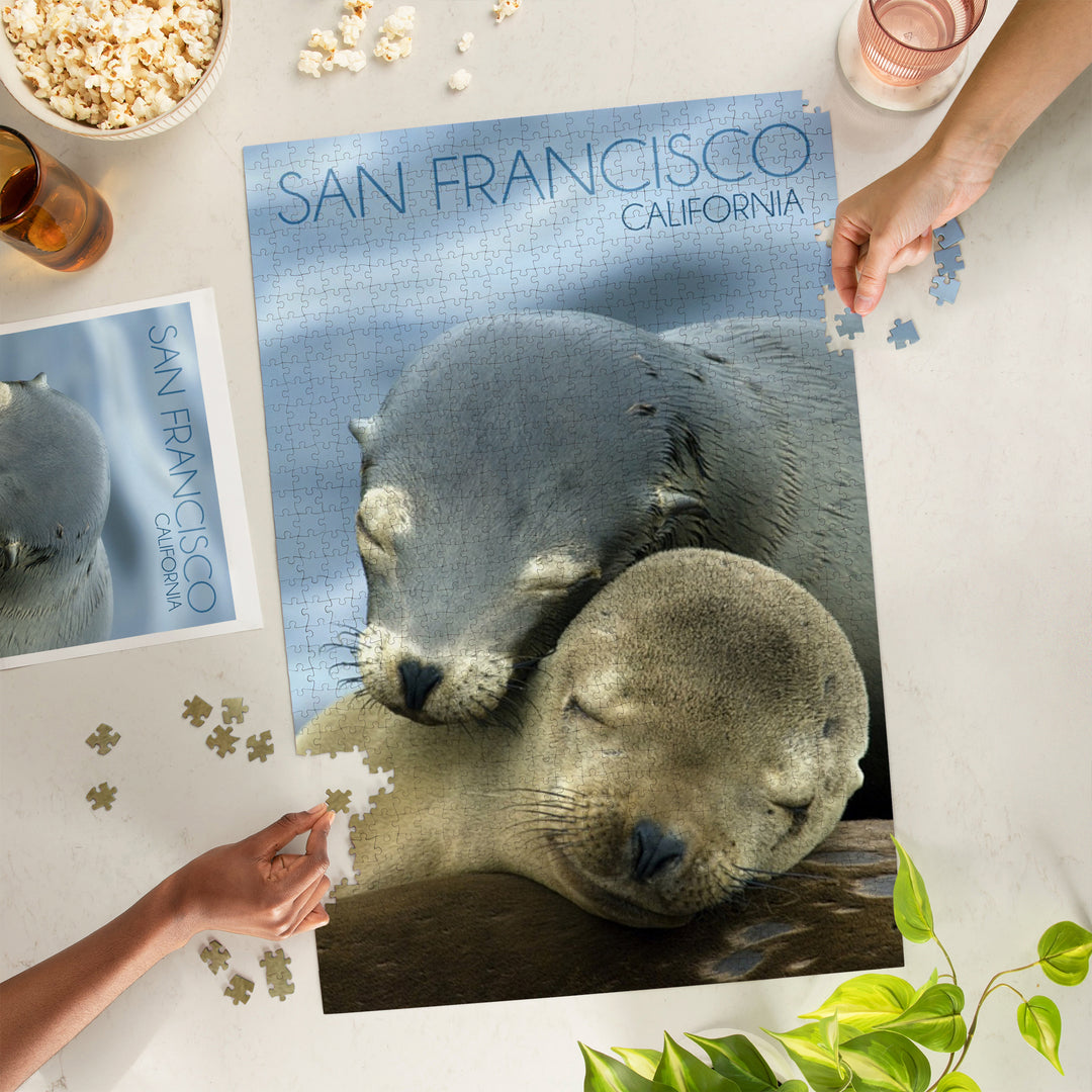 San Francisco, California, Sea Lions Cuddle, Photography, Jigsaw Puzzle