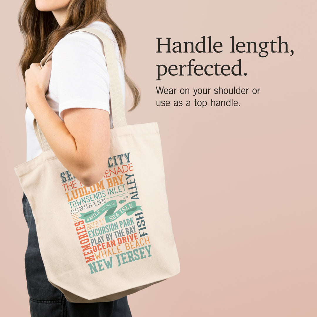Sea Isle City, New Jersey, Townsend Inlet, Smile You're in Sea Isle, Typography, Lantern Press Artwork, Tote Bag