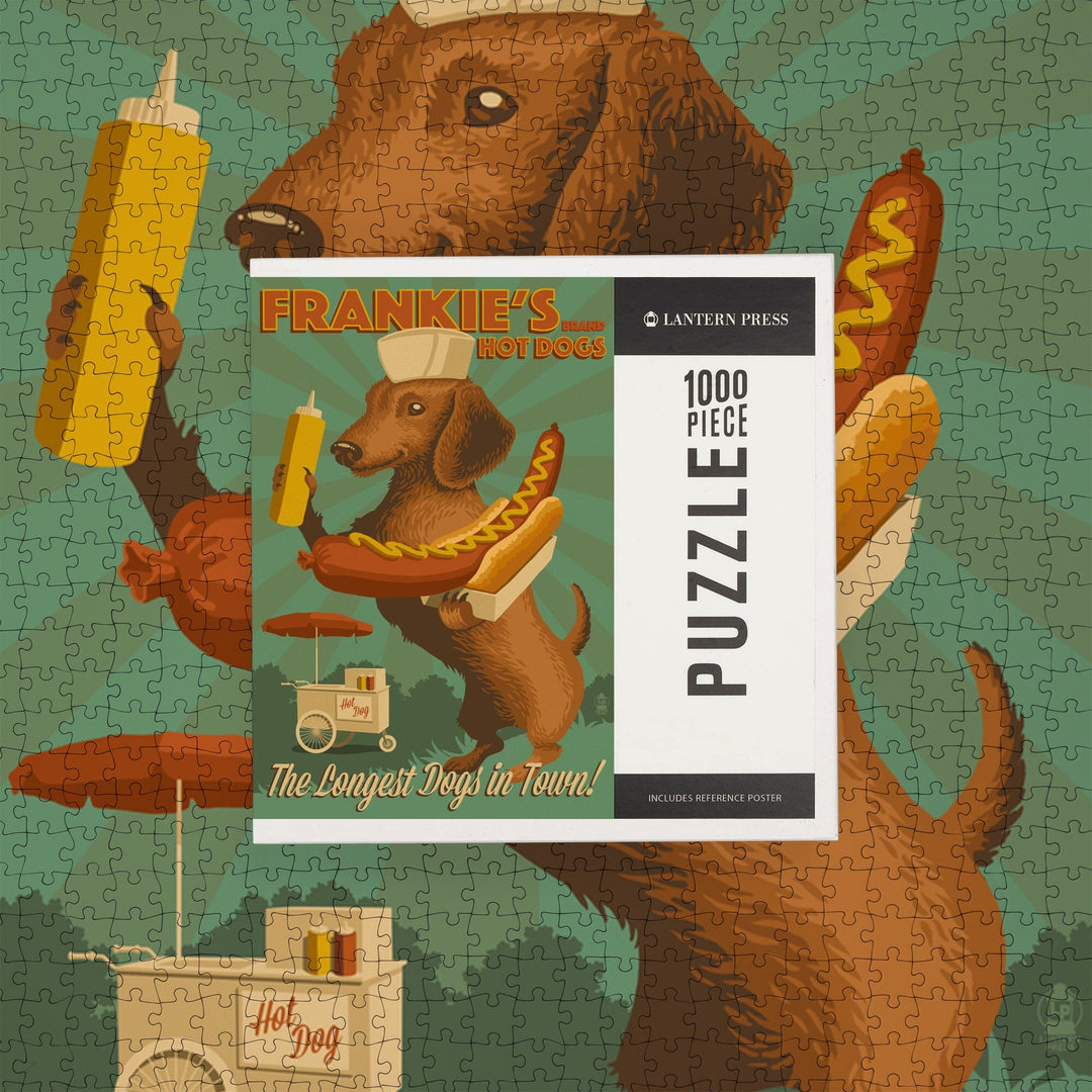 Dachshund, Retro Hotdog Ad, Jigsaw Puzzle Puzzle Lantern Press 