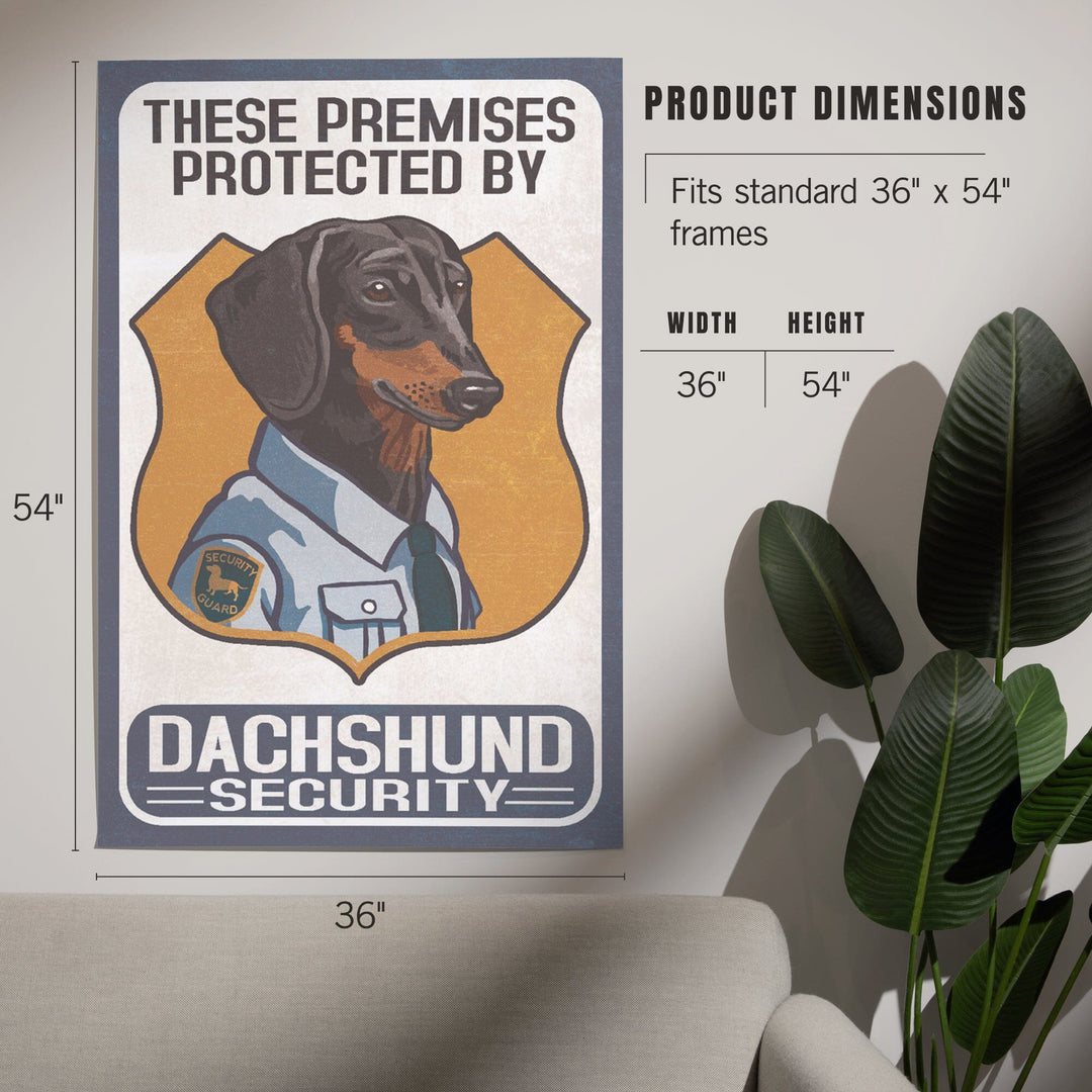 Dachshund Security Black and Tan, Dog Sign, Art & Giclee Prints Art Lantern Press 