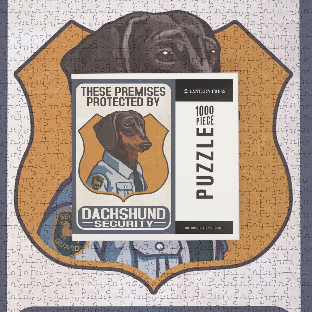 Dachshund Security Black and Tan, Dog Sign, Jigsaw Puzzle Puzzle Lantern Press 