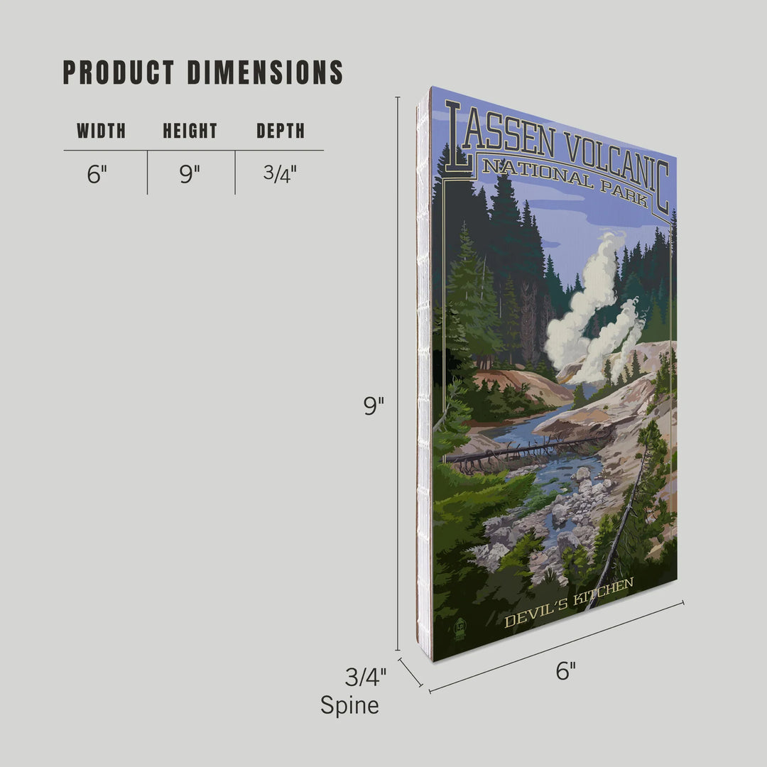 Lined 6x9 Journal, Lassen Volcanic National Park, California, Devil's Kitchen, Lay Flat, 193 Pages, FSC paper