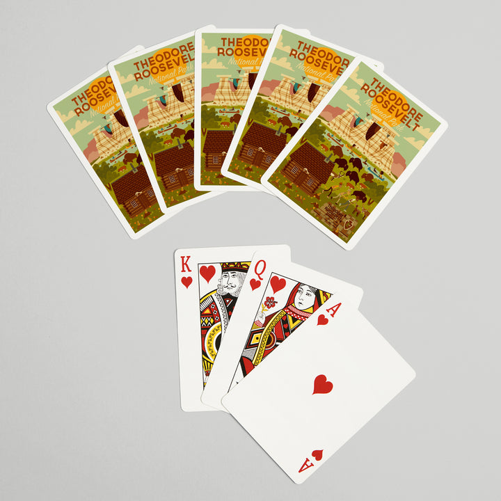 Playing Cards, Theodore Roosevelt National Park, North Dakota, Geometric National Park Series, 52 Card Deck with Jokers in Box, Unique Art