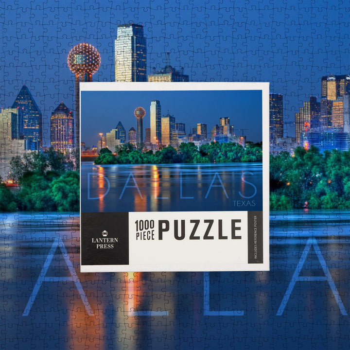 Dallas, Texas, Skyline and Reflection, Jigsaw Puzzle Puzzle Lantern Press 