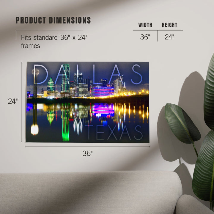 Dallas, Texas, Skyline at Night, Art & Giclee Prints - Lantern Press