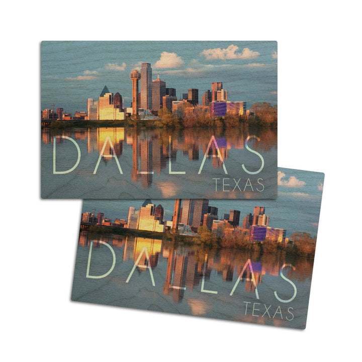 Dallas, Texas, Skyline, Lantern Press Photography, Wood Signs and Postcards Wood Lantern Press 4x6 Wood Postcard Set 