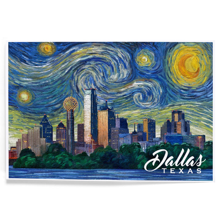 Dallas, Texas, Starry Night City Series, Art & Giclee Prints Art Lantern Press 