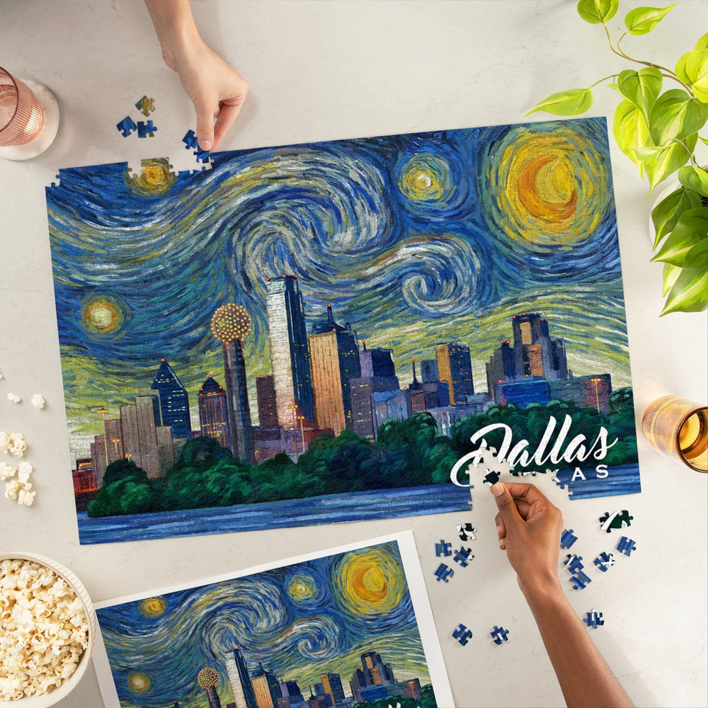 Dallas, Texas, Starry Night City Series, Jigsaw Puzzle Puzzle Lantern Press 
