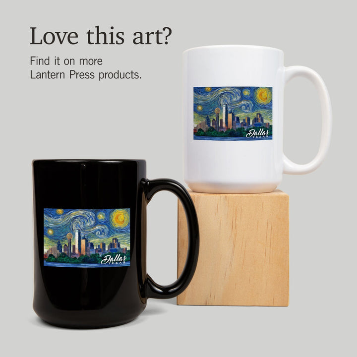 Dallas, Texas, Starry Night City Series, Lantern Press Artwork, Ceramic Mug Mugs Lantern Press 