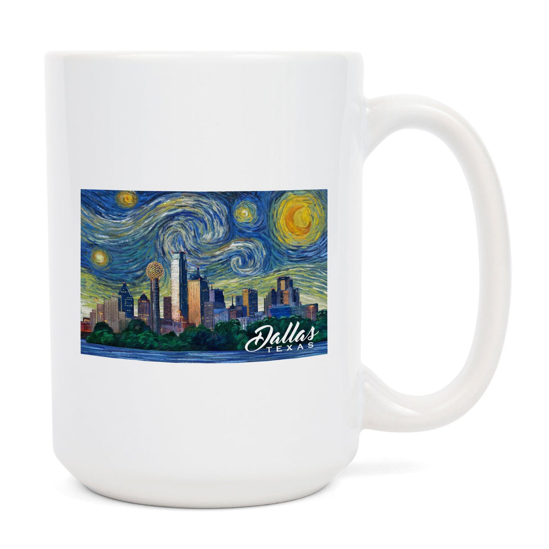 Dallas, Texas, Starry Night City Series, Lantern Press Artwork, Ceramic Mug Mugs Lantern Press 