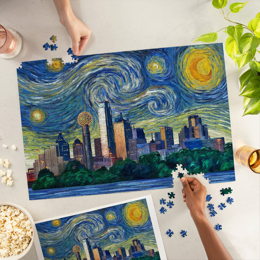 Dallas, Texas, Starry Night Series, Jigsaw Puzzle Puzzle Lantern Press 