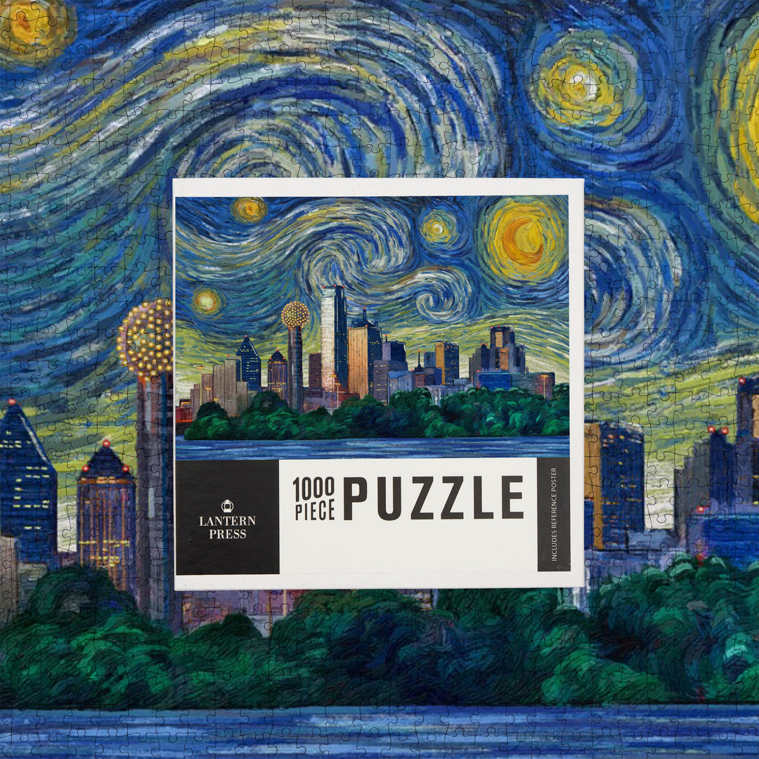 Dallas, Texas, Starry Night Series, Jigsaw Puzzle Puzzle Lantern Press 