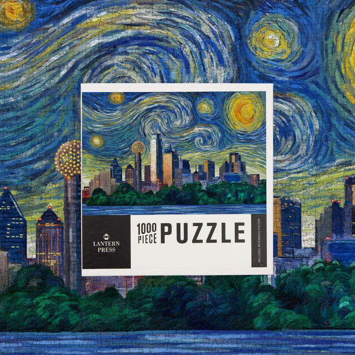 Dallas, Texas, Starry Night Series, Jigsaw Puzzle Puzzle Lantern Press 