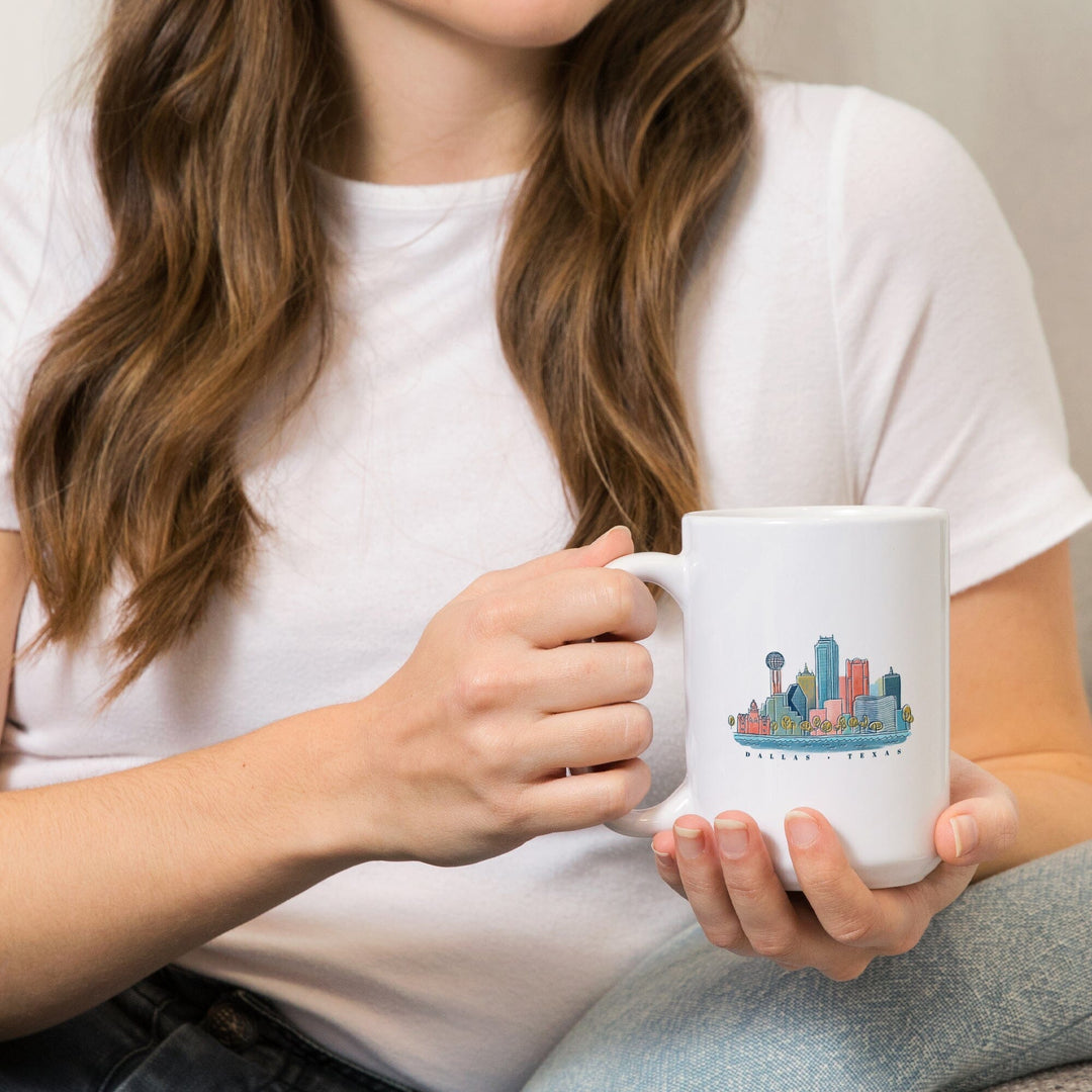 Dallas, Texas, Whimsy City Collection, Skyline, Ceramic Mug - Lantern Press