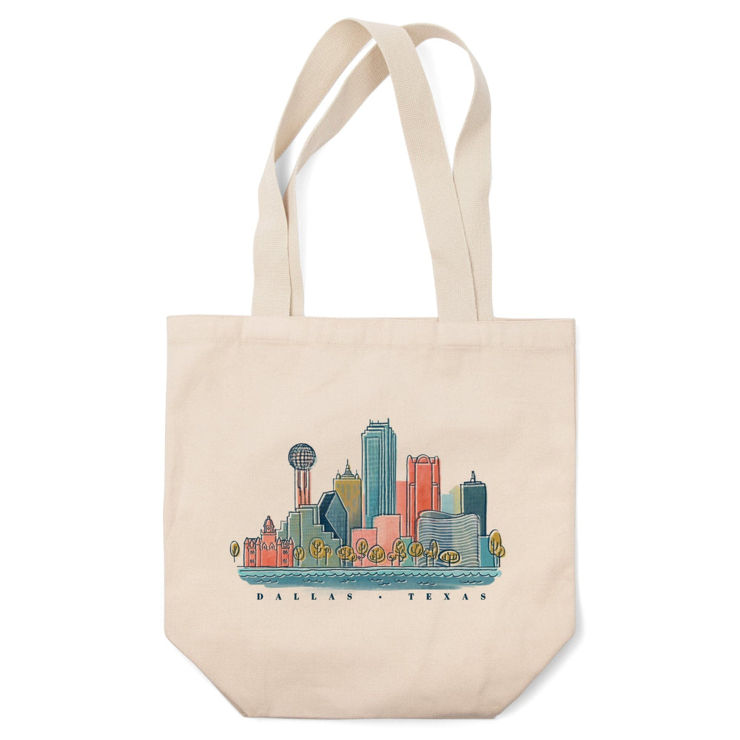 Dallas, Texas, Whimsy City Collection, Skyline, Tote Bag Totes Lantern Press 
