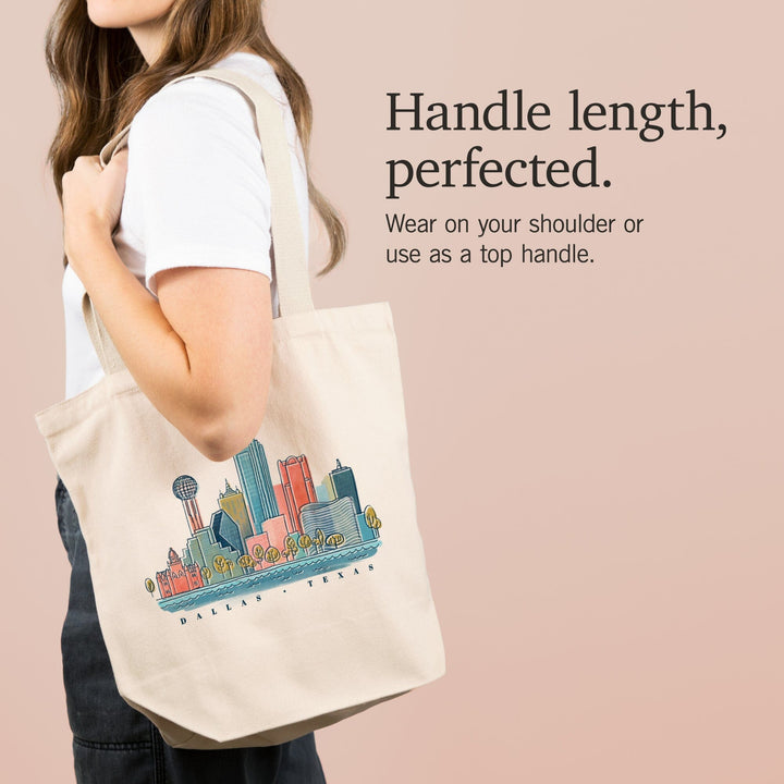Dallas, Texas, Whimsy City Collection, Skyline, Tote Bag Totes Lantern Press 