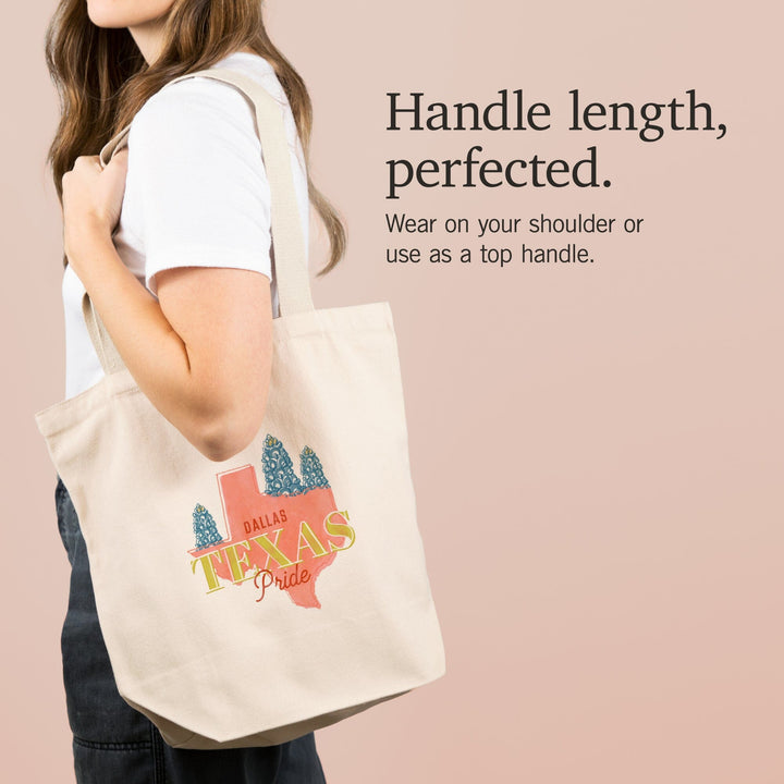 Dallas, Texas, Whimsy City Collection, State Pride and Flowers,, Tote Bag Totes Lantern Press 