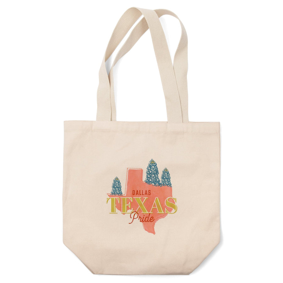 Dallas, Texas, Whimsy City Collection, State Pride and Flowers,, Tote Bag Totes Lantern Press 