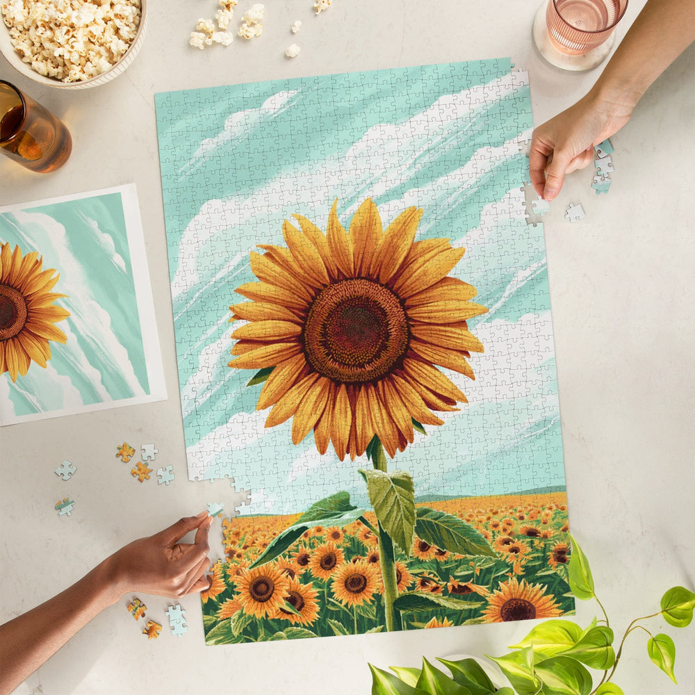 Dare to Bloom, Sunflower Field Puzzle Lantern Press 