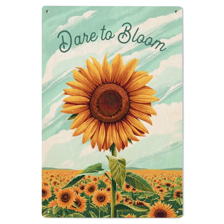 Dare to Bloom, Sunflower, Wood Signs and Postcards Wood Lantern Press 