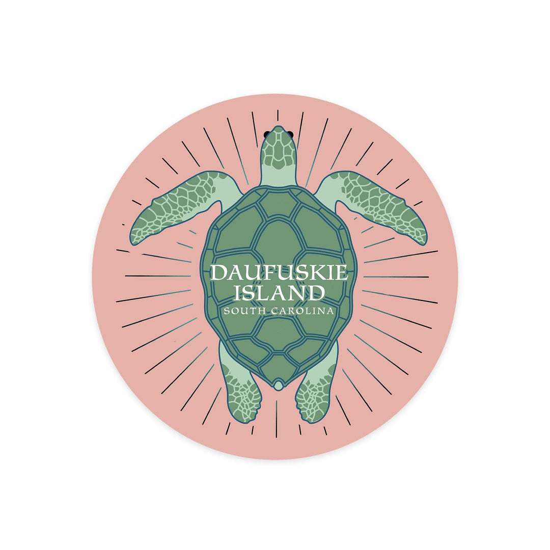 Daufuskie Island, South Carolina, Sea Turtle Outline, Contour, Vinyl Sticker Sticker Lantern Press 