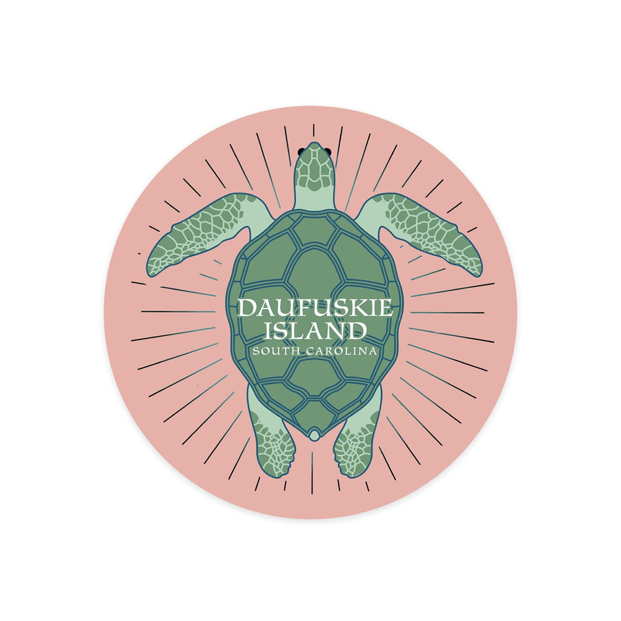 Daufuskie Island, South Carolina, Sea Turtle Outline, Contour, Vinyl Sticker Sticker Lantern Press 