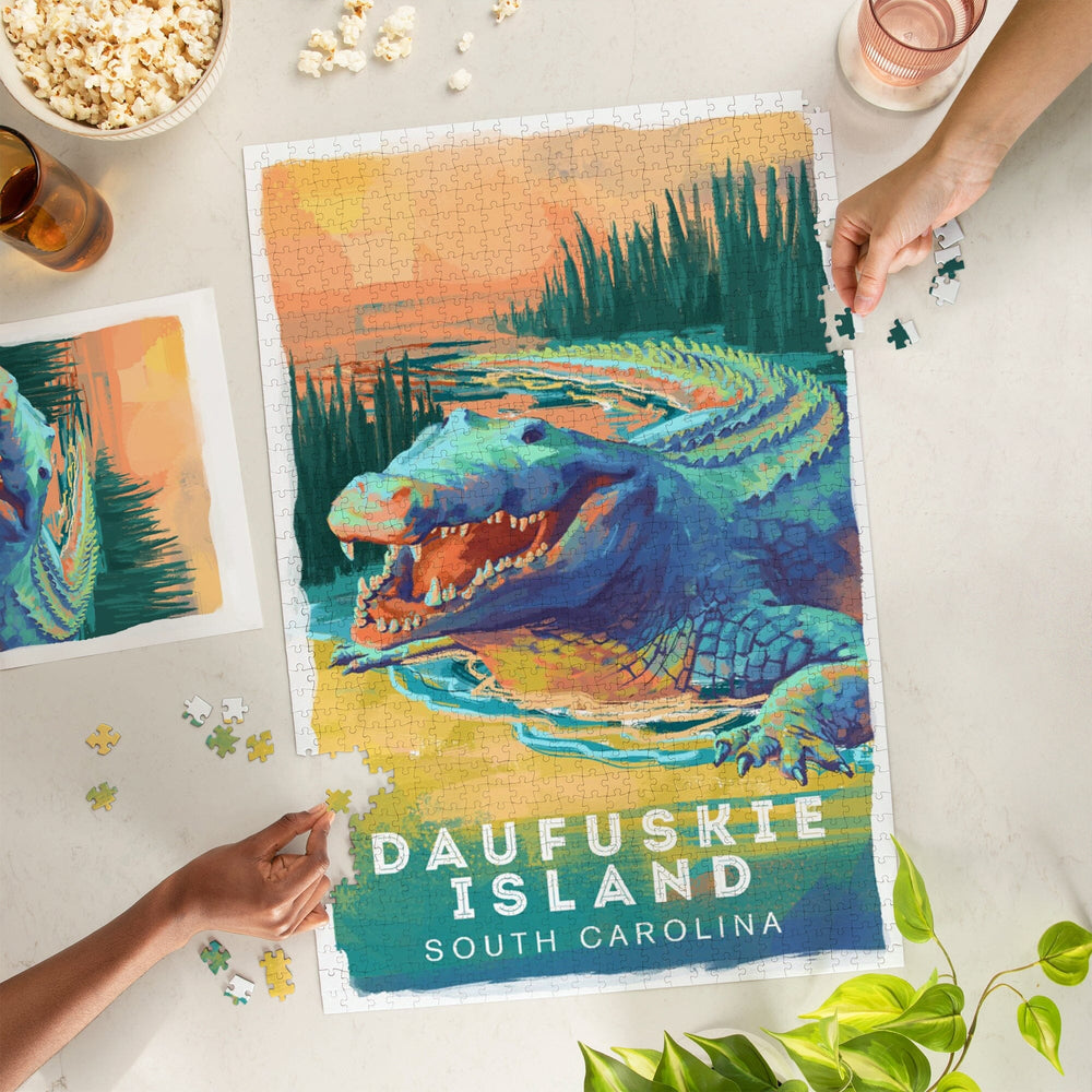 Daufuskie Island, South Carolina, Vivid Series, Crocodile, Jigsaw Puzzle Puzzle Lantern Press 