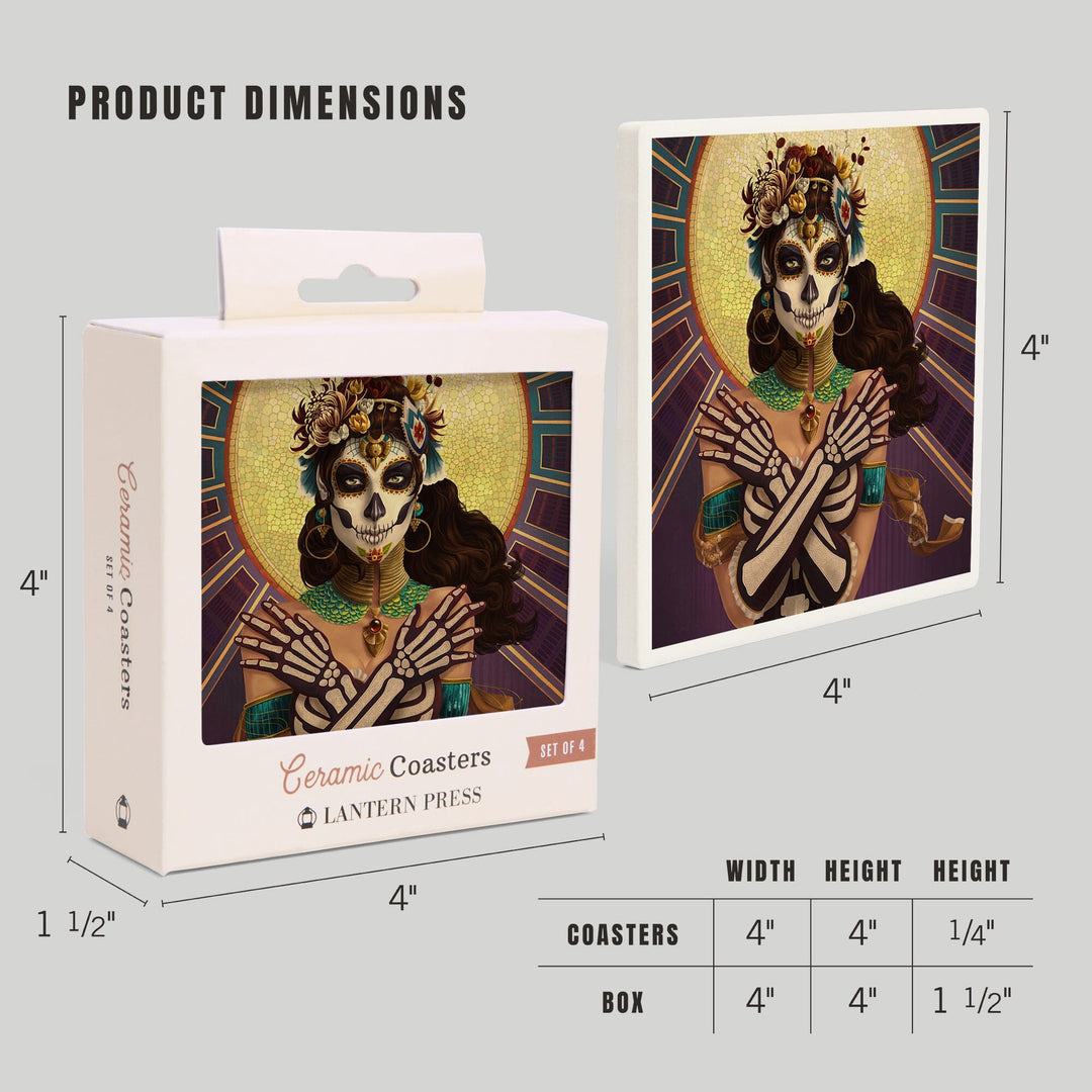 Day of the Dead, Crossbones, Lantern Press Artwork, Coaster Set - Lantern Press