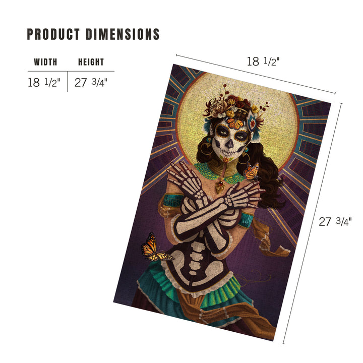 Day of the Dead, Crossbones, Monarch Butterflies, Jigsaw Puzzle Puzzle Lantern Press 