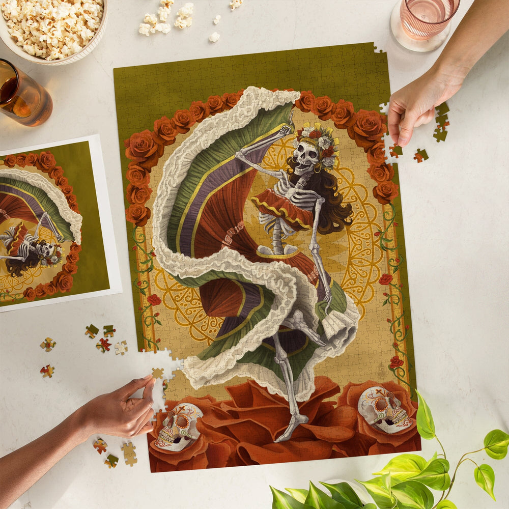Day of the Dead, Skeleton Dancing, Jigsaw Puzzle Puzzle Lantern Press 