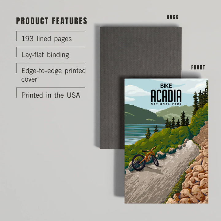 Lined 6x9 Journal, Acadia National Park, Maine, Painterly, Biking River Path, Lay Flat, 193 Pages, FSC paper