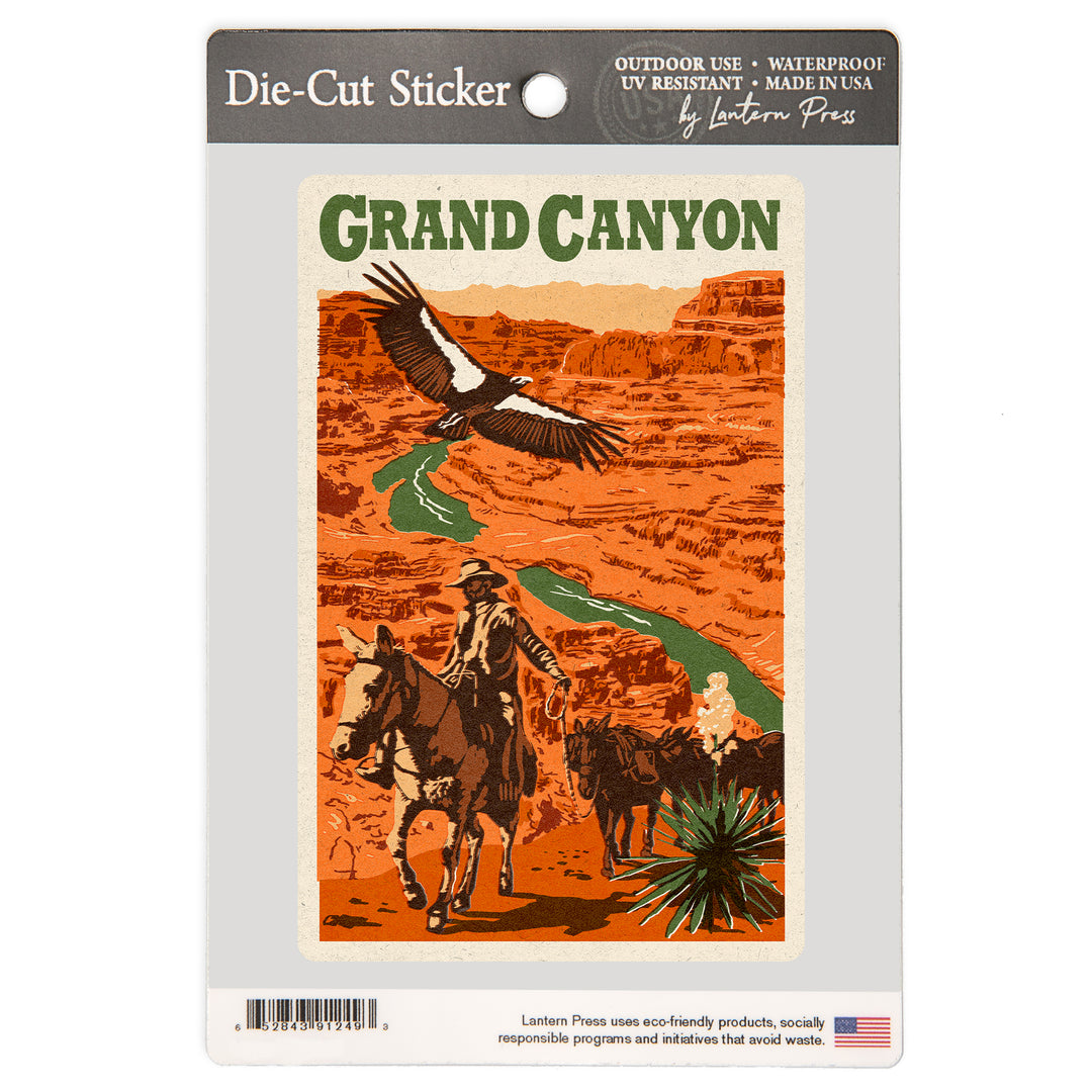 Grand Canyon National Park, Arizona, Woodblock, Vinyl Sticker