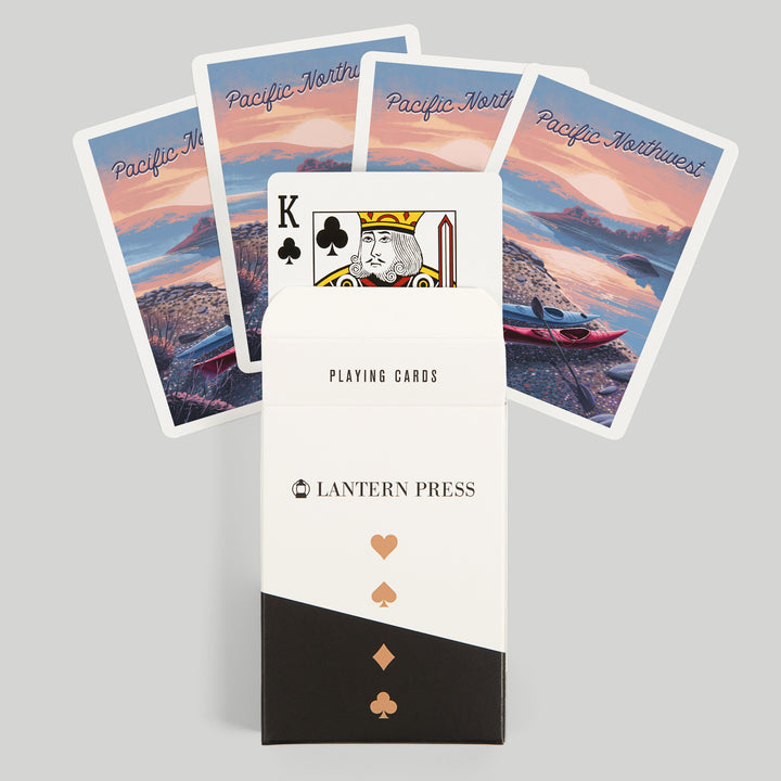 Playing Cards, Pacific Northwest, Glassy Sunrise, Kayak, 52 Card Deck with Jokers in Box, Unique Art