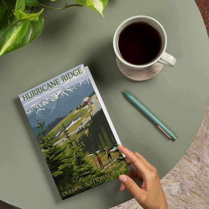 Lined 6x9 Journal, Olympic National Park, Washington, Hurricane Ridge and Hikers, Lay Flat, 193 Pages, FSC paper