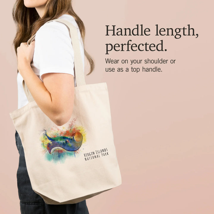 Virgin Islands National Park, Stingray, Watercolor, Tote Bag