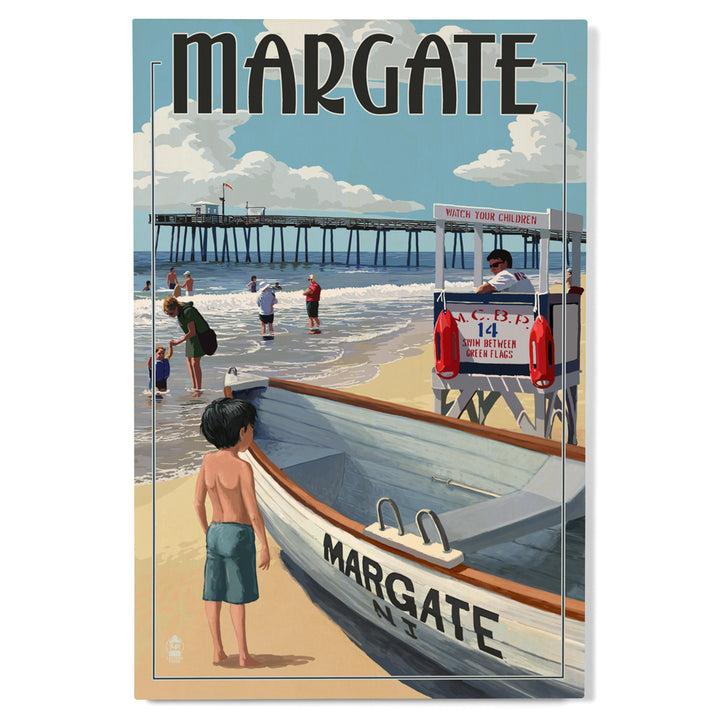 Margate, New Jersey, Lifeguard Stand, Lantern Press Artwork, Wood Signs and Postcards
