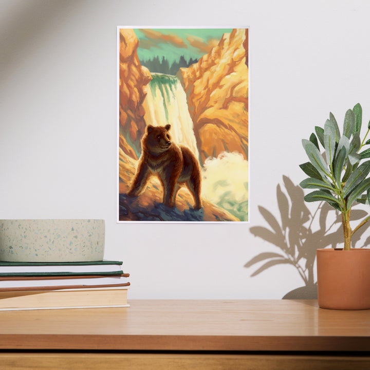 Bear, Falls, Oil Painting, Art & Giclee Prints