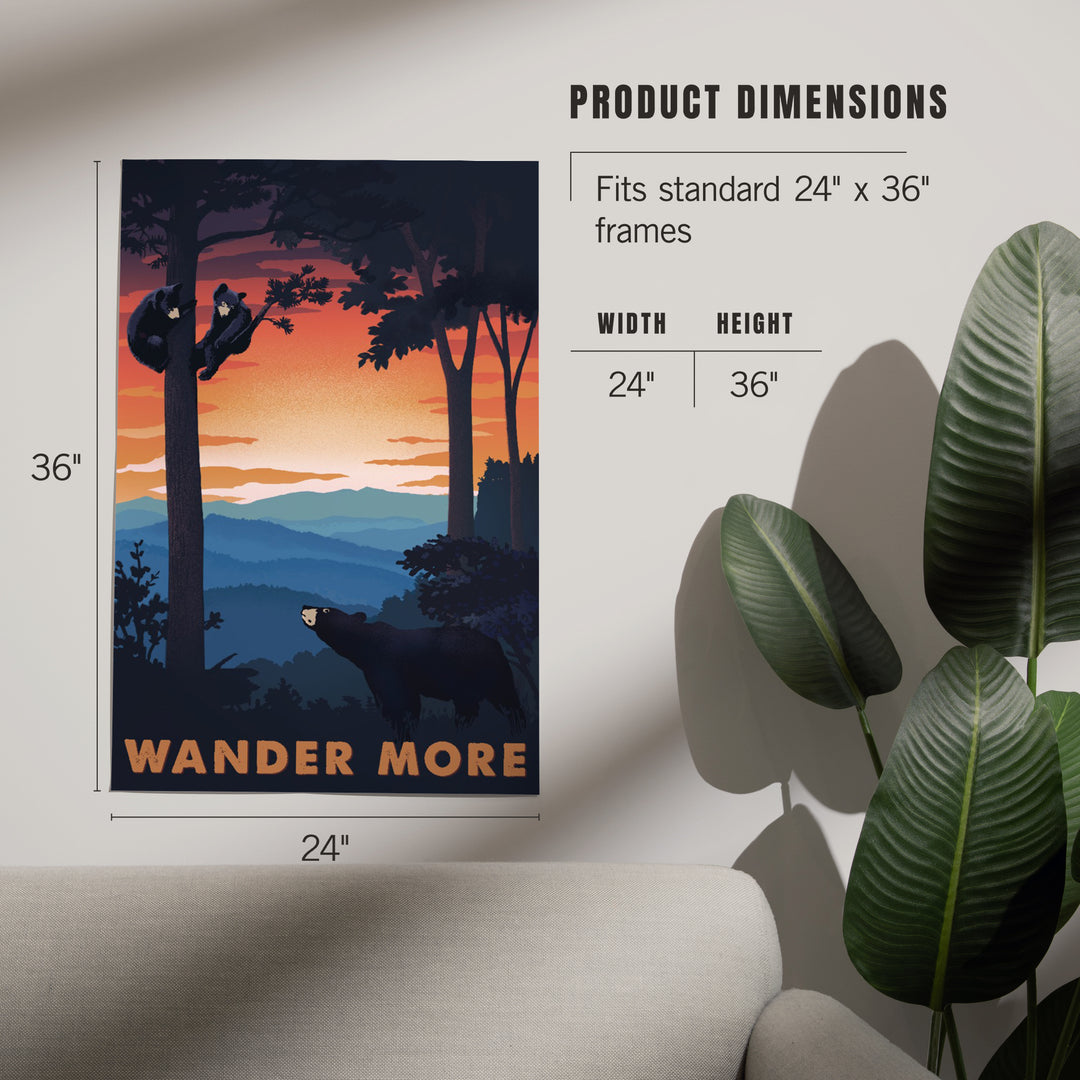 Wander More Collection, Bear Family At Sunset, Art & Giclee Prints