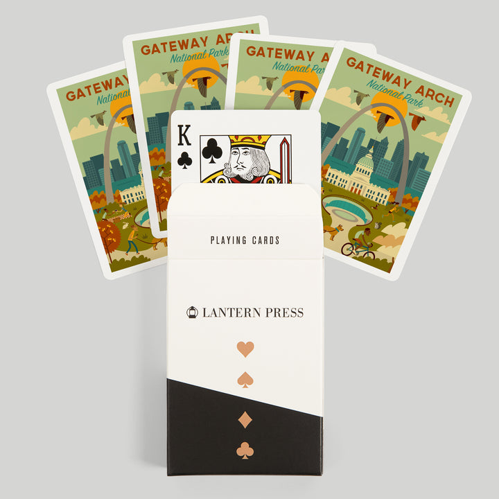 Playing Cards, Gateway Arch National Park, Missouri, Geometric National Park Series, 52 Card Deck with Jokers in Box, Unique Art