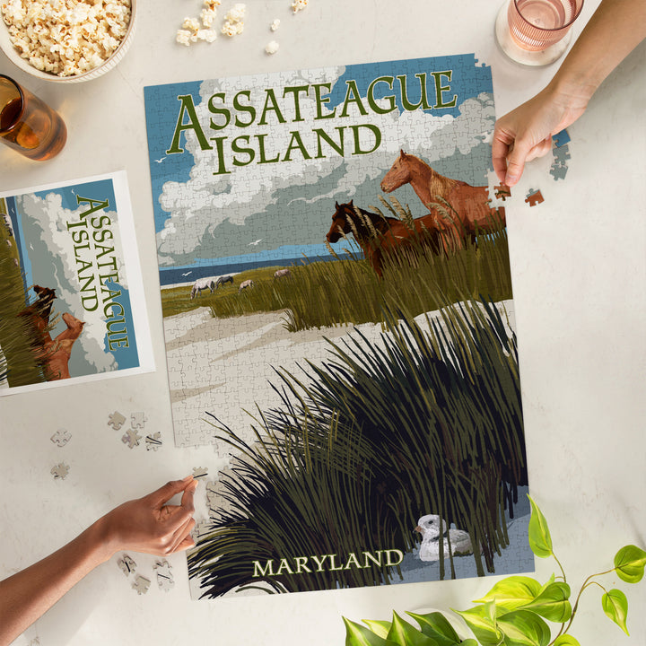 Assateague Island, Maryland, Horses and Dunes, Jigsaw Puzzle