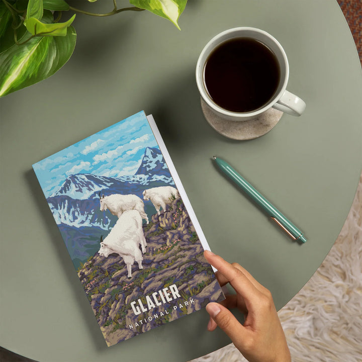 Lined 6x9 Journal, Glacier National Park, Montana, Goat Family, Lay Flat, 193 Pages, FSC paper