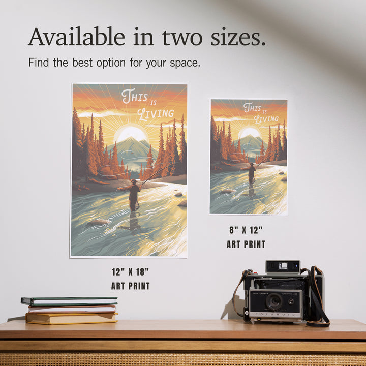 This is Living, Fishing with Mountain art prints, metal signs